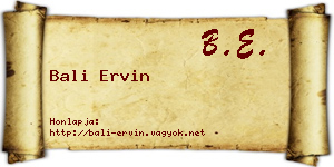 Bali Ervin névjegykártya